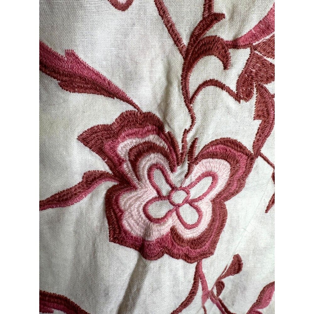 NWT Calypso St. Barth Women's White Blouse Pink Floral Embroidery Boho Size XL - Picture 7 of 11